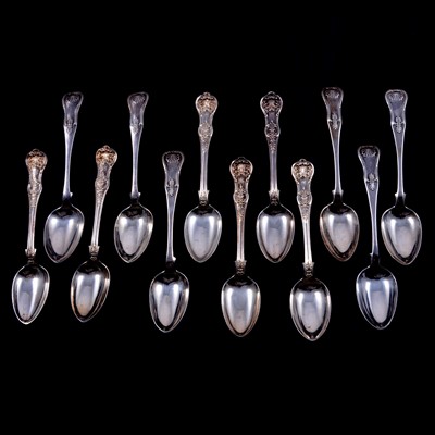 Lot 254 - Two sets of six Scottish silver teaspoons