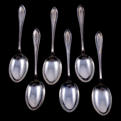 Lot 256 - Set of six silver dessert spoons