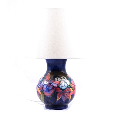 Lot 1 - Moorcroft Pottery lamp base, 'Orchid' design, circa 1950s