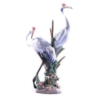 Lot 6 - Lladro ceramic group - Courting Cranes