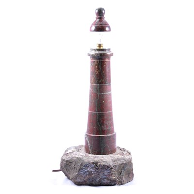 Lot 31 - Cornish serpentine lighthouse table lamp