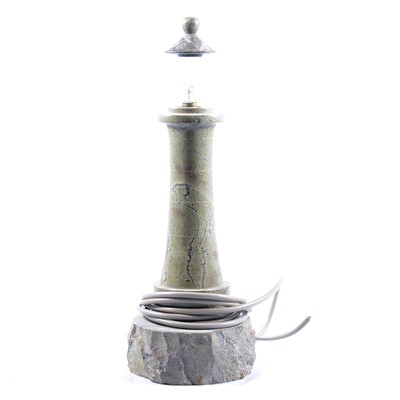Lot 30 - Cornish serpentine lighthouse table lamp