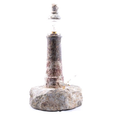 Lot 29 - Cornish serpentine lighthouse table lamp