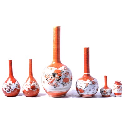 Lot 56 - Collection of Japanese Kutani porcelain bottle vases and miniatures