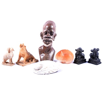 Lot 85 - Carved soapstone boar, squirrel and other carvings