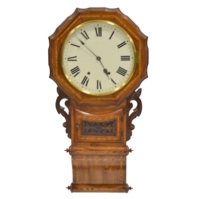 Lot 433 - American walnut and parquetry cased wall clock