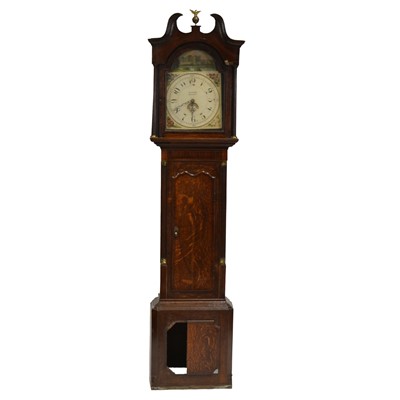 Lot 412 - Oak and mahogany longcase clock