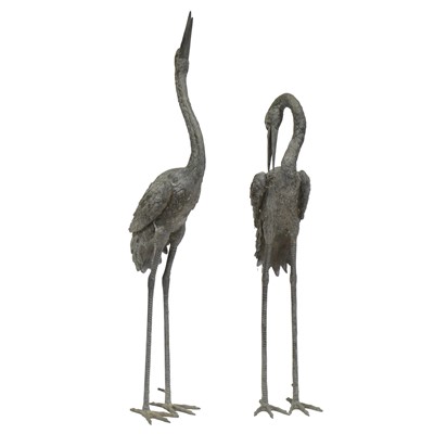 Lot 532 - Pair of bronze heron garden ornaments