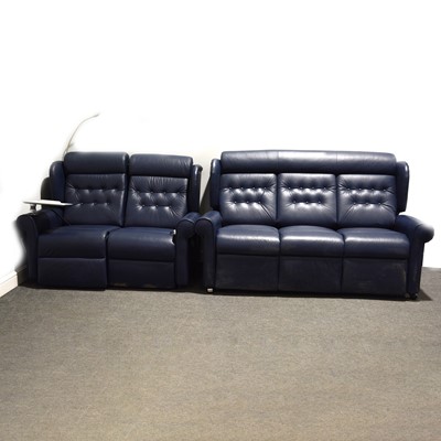 Lot 469 - Blue leather lounge suite by "Willowbrook"