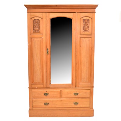 Lot 263 - Pine double wardrobe