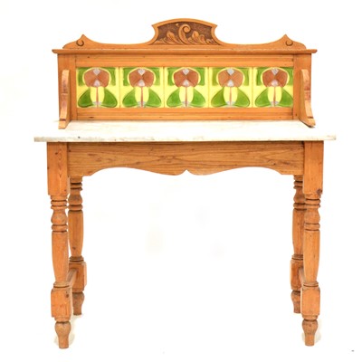 Lot 431 - Victorian stripped pine marble top washstand