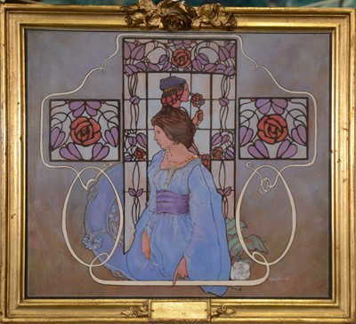 Lot 336 - Gary Scott, Art Nouveau revival portrait, 1976