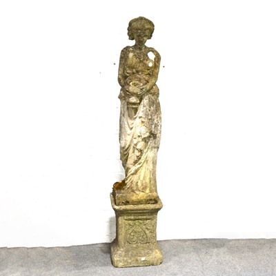 Lot 480 - Garden statue of a female urn carrier, adapted as a fountain