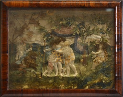 Lot 97 - Silk and fabric diorama, Garden of Eden