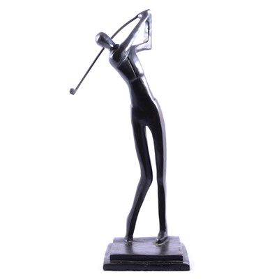 Lot 88 - A Modernist patinated metal sculpture of a golfer