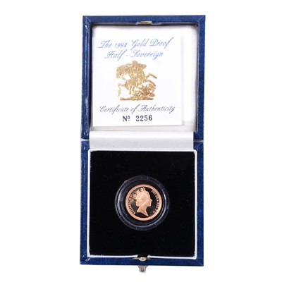 Lot 129 - Royal Mint 1994 gold proof half Sovereign coin