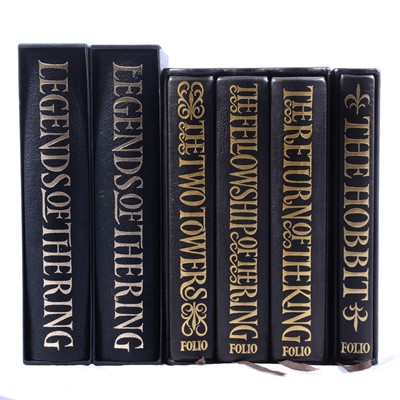 Lot 90 - Folio Society: JRR Tolkien, Lord of the Rings trilogy, and The Hobbit, etc