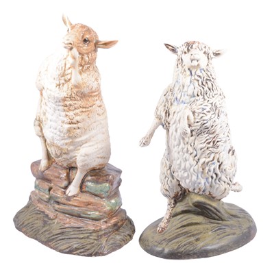 Lot 32 - Two Cobridge Stoneware Sheep models, by Robert Tabbanor