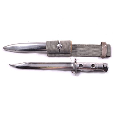 Lot 285 - British L1A3 Parade bayonet, with scabbard and frog