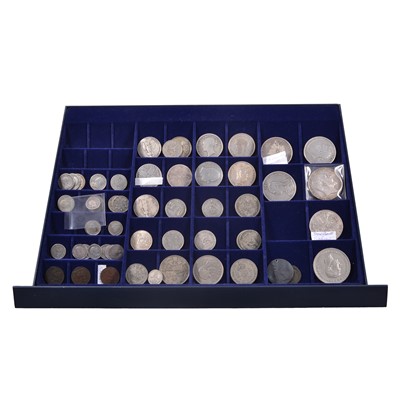 Lot 343 - Collection of British and foreign coins, mostly British George III and later, some silver content.