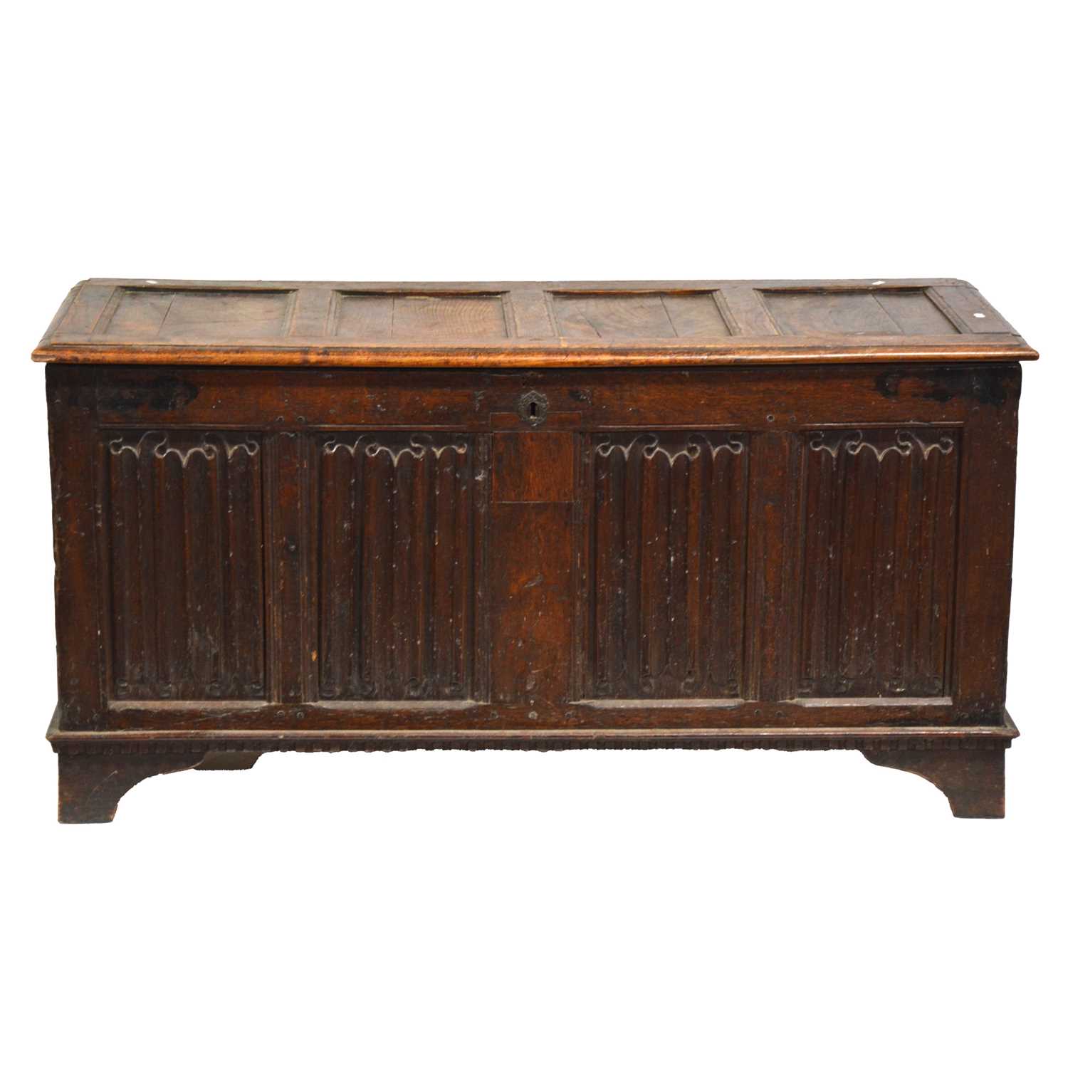 Lot 492 - Joined oak coffer, 18th Century