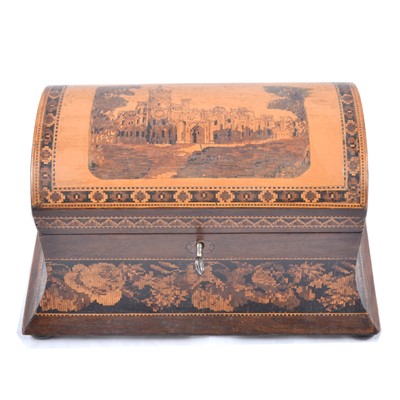 Lot 230 - Tunbridgeware tea caddy.