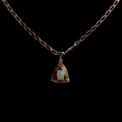 Lot 280 - An opal pendant on a chain.