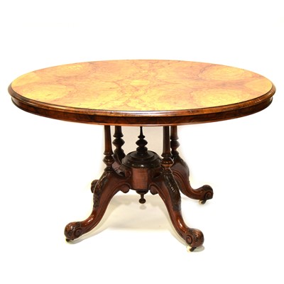 Lot 292 - Victorian burr walnut and marquetry oval table