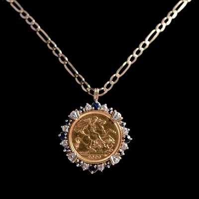 Lot 130 - A Gold Half Sovereign Coin pendant and chain.