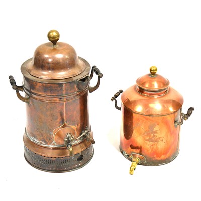 Lot 564 - Large copper coffee samovar and another copper urn.