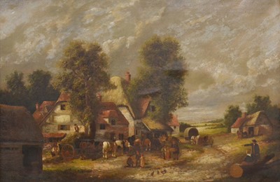 Lot 455 - Continental school, Farmhouse scene.