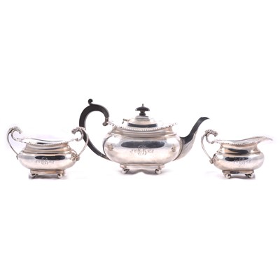 Lot 402 - Silver three-piece teaset, James Woods & Sons, Birmingham 1918.