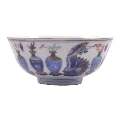 Lot 173 - Chinese famille rose and under-glaze blue porcelain bowl.