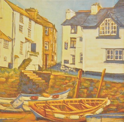 Lot 205 - Colour print, Cornish town