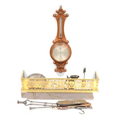 Lot 605 - Edwardian barometer, metalware and a whip