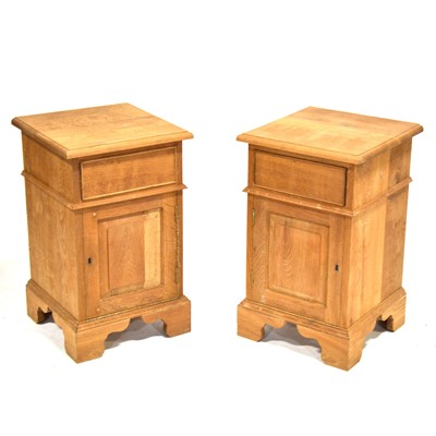 Lot 560 - Pair of stripped oak bedside cupboards