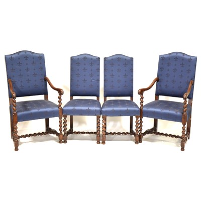 Lot 485 - Set of four oak dining chairs