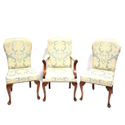 Lot 600 - Pair of George III style dining chairs and a similar elbow chair.