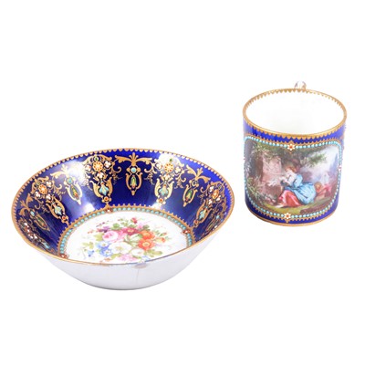 Lot 12 - Sevres bleu de roi coffee can and matched saucer