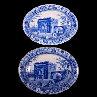 Lot 59B - Large Spode blue and white earthenware Caramanian Series meat plate