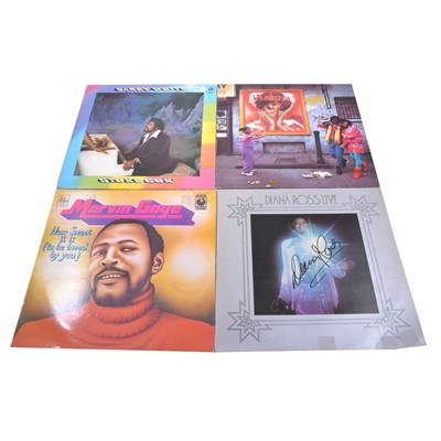 Lot 101 - Four signed 12" vinyl record albums - Marvin Gaye, Barry White, Aretha Franklin, Diana Ross