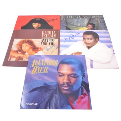 Lot 100 - Five signed 12" vinyl records - Donna Summer, Luther Vandross, etc