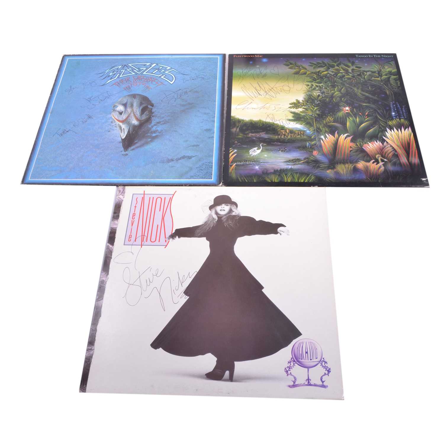 Lot 87 - Three signed 12" vinyl records - Fleetwood Mac, The Eagles, and Stevie Nicks