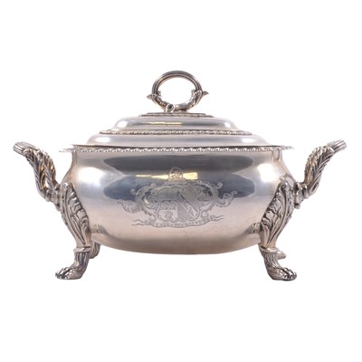 Lot 144 - Small Georgian silver tureen and cover