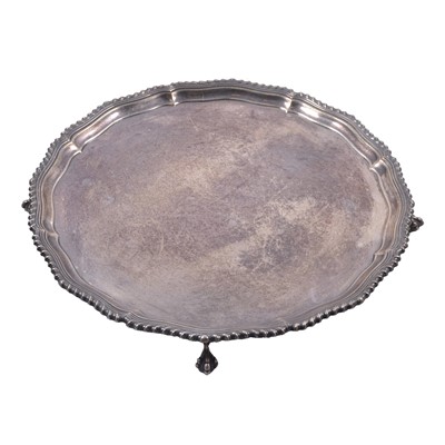 Lot 378 - Silver Georgian style salver, Wakely & Wheeler, London, 1971.