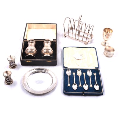 Lot 376 - Assorted silver tableware and condiments.