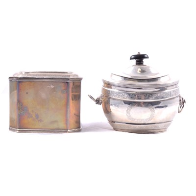 Lot 379 - Victorian silver caddy, George Nathan & Ridley Hayes, Chester 1902, and another.