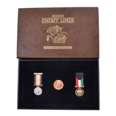 Lot 329 - Royal Mint Gulf War Behind Enemy Lines, Sovereign and mini medal set.