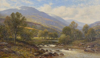 Lot 171 - Alfred Augustus Glendening, River landscape with fisherman