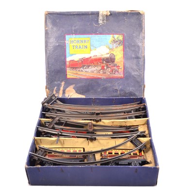 Lot 166 - Hornby Train M1 Passenger Set, with extra rack, buffers and signal box.